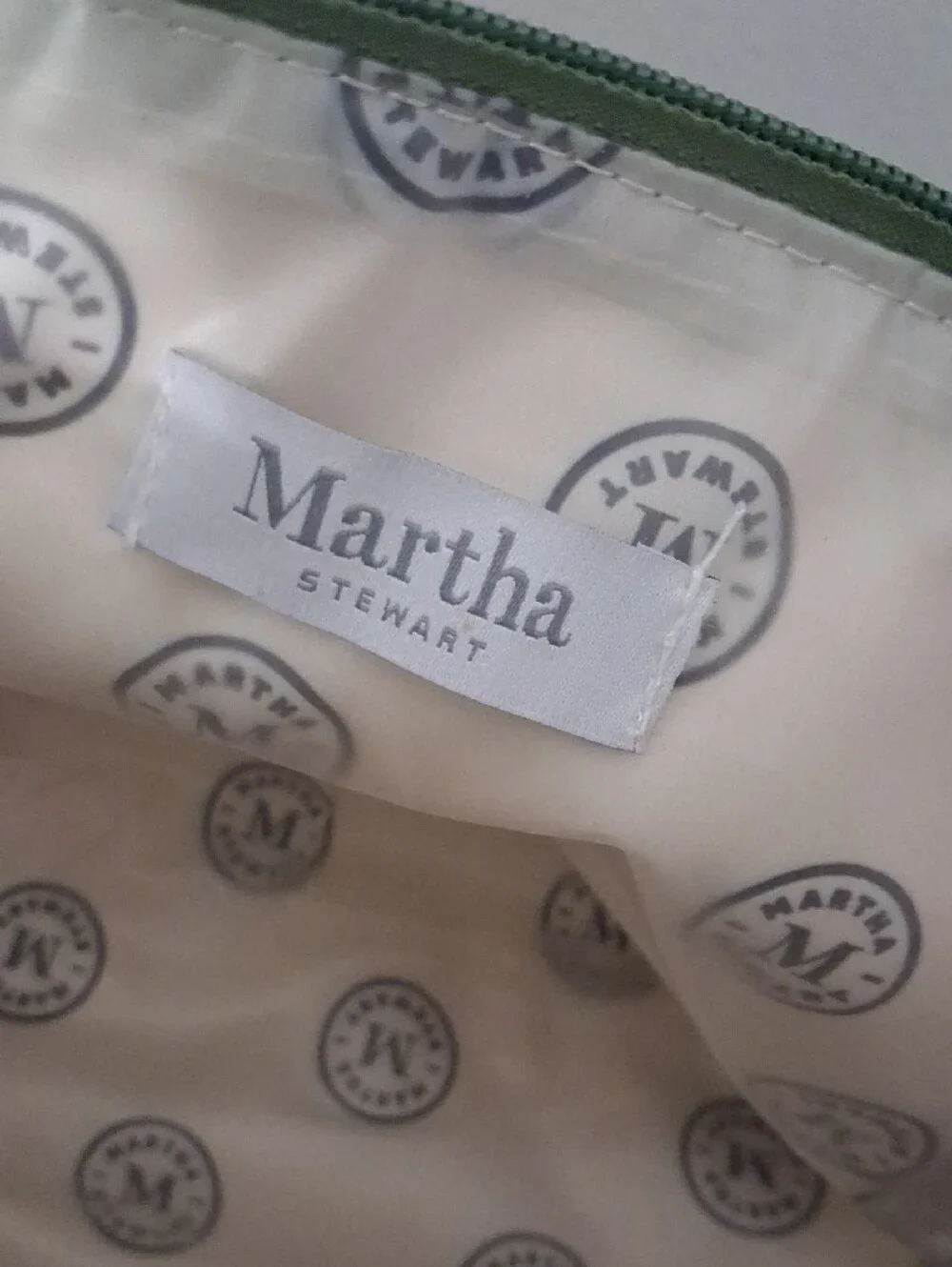 Martha Stewart Cream Cosmetic Pouch with Coral Floral Print
